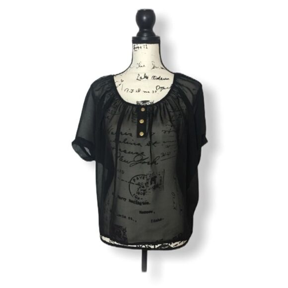 Poetry SZ S Sheer Black Blouse - Picture 1 of 3